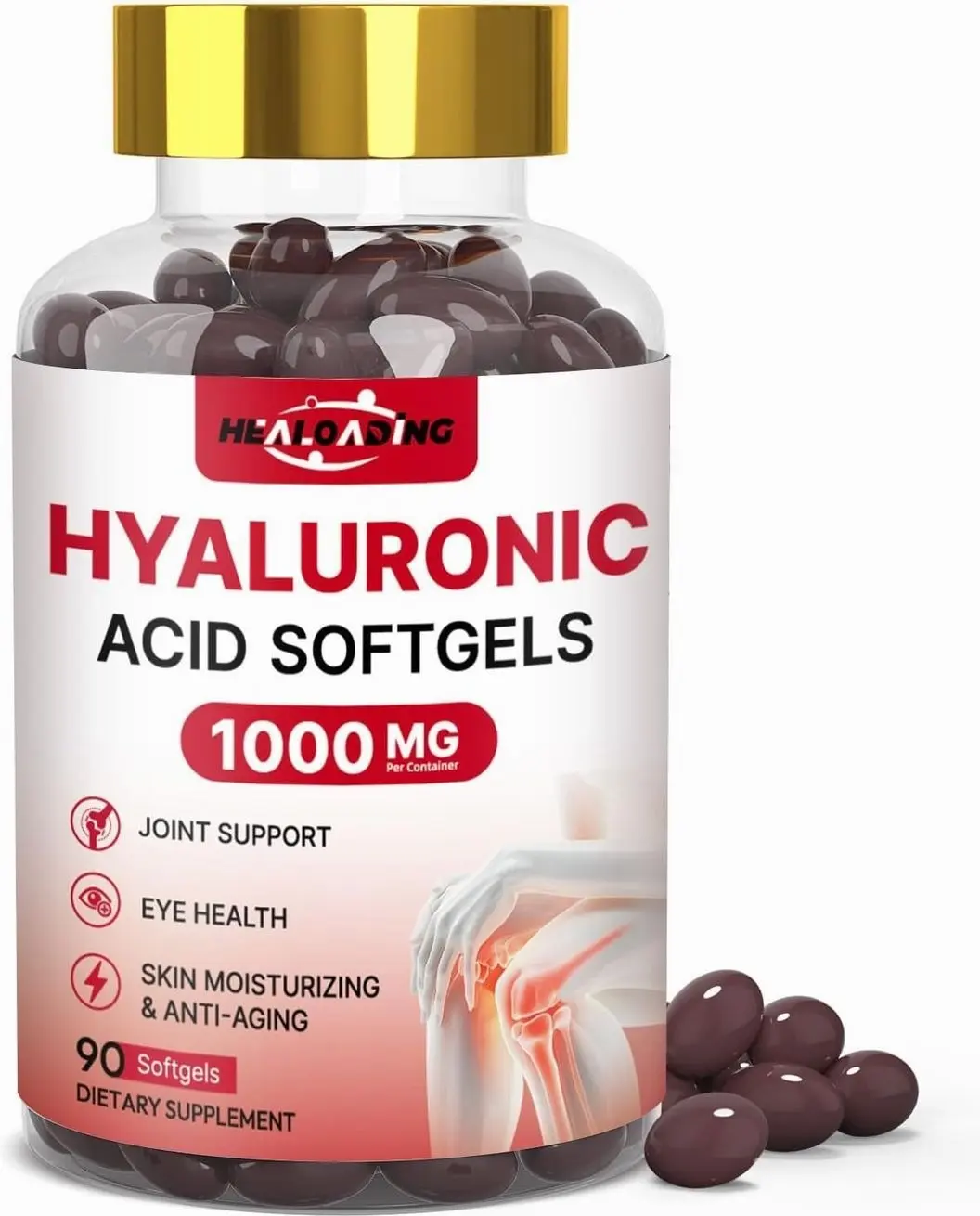 Hyaluronic Acid Supplements 1000mg Softgels: Joint Supplements for Men Hyaluronic Acid for Skin & Joint Hydration Non-GMO and Gluten Free