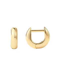 PAVOI 14K Gold Plated 925 Sterling Silver Post Ultra Thick Huggie Earring - Women's Mini Hoop Earrings - Gold Plated Small Hoops