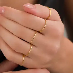 Minimal Gold Band Ring | Dainty Thin Stacking Ring in Sterling Silver | Everyday Minimal Jewelry | Handmade Simple Ring Gift for Her