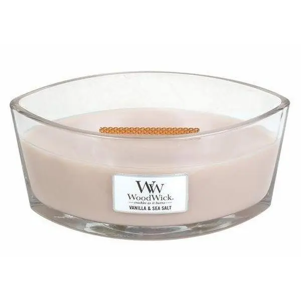 VANILLA SEA SALT Ellipse HearthWick Flame Scented Candle by WoodWick