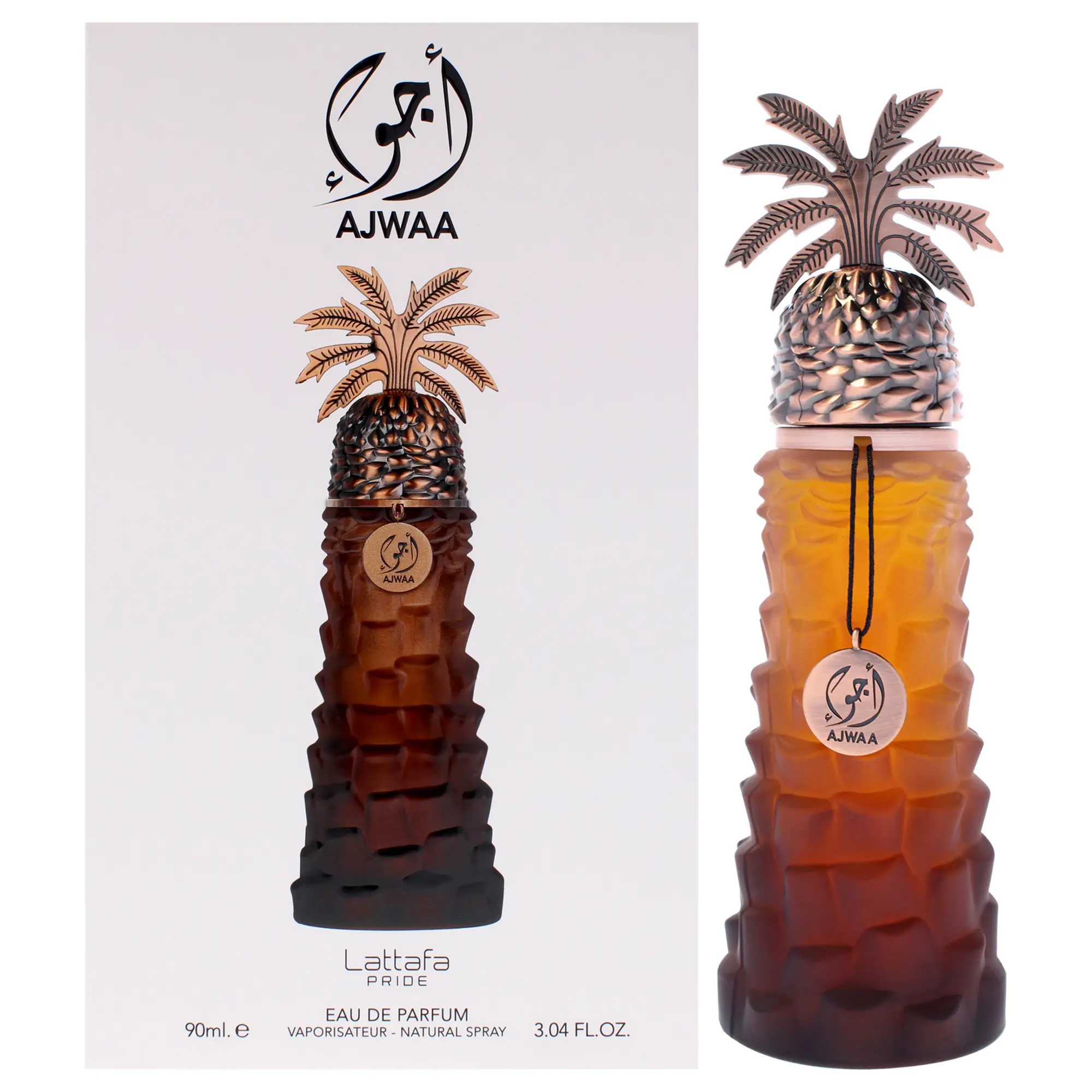 Lattafa Pride - Ajwaa Unisex Tropical Pineapple-Inspired EDP Spray, 3.04 oz (90ml) with Distinctive Scent, Natural Spray Function and Unique Cap