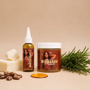 Myka Hydrating Haircare Bundle - 2 oz Hair Oil, 4 oz Moisturizing Pomade