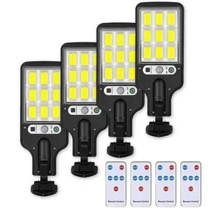 4 pieces of LED solar wall lights, with motion sensor, Ip65waterproof motion-sensing street lamps, 3 workingmodes, suitable for gardens, courtyard porches, garagesspotlights - to illuminate your home. Halloweendecorations.