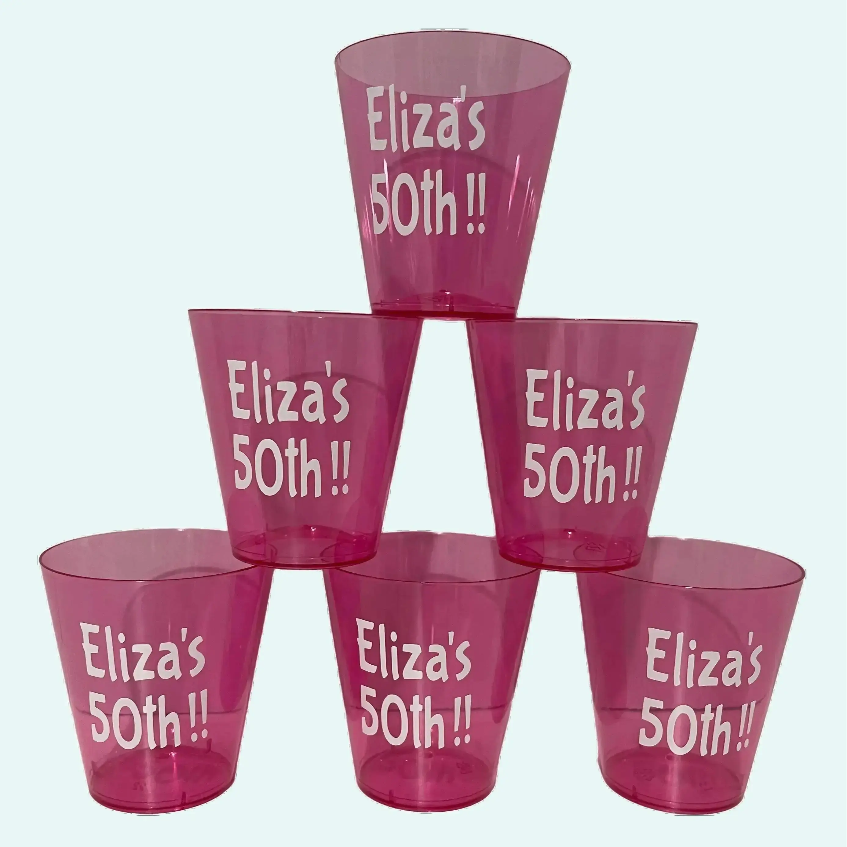 Hot Pink Personalized Mini Shot Glasses, Custom Plastic Shot Glass, Jello Shot Cups, Bachelorette Party, Bachelor Party, Girls Night Out Transparent Customized Drinkware