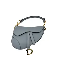 Pre-owned Dior leather Crossbody Bags Christian Blue Small Size Saddle Bag DR575
