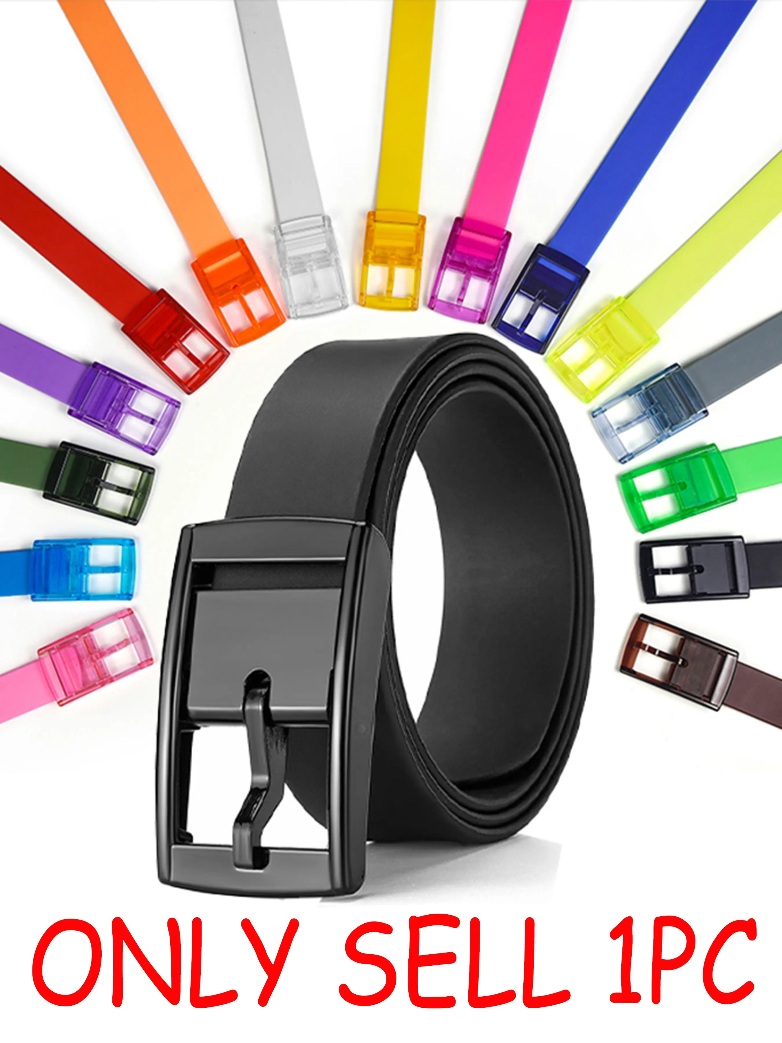 Unisex Silicone Buckle Belt, Trendy Belt, Street Style Belt, Multicolor Quick-Release Design, Stylish Daily Wear Accessory, Eye-Catching Detail for Men & Women