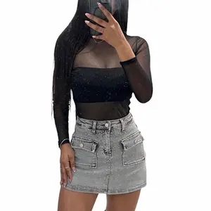 Pocket Detail Skort with Rhinestone Embellishments Stretch