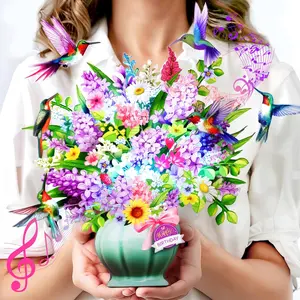 3D Pop-Up Birthday Card with Lights & Music – Hummingbird Floral Design, Animated Sound & LED Illumination, Perfect Gift for Women