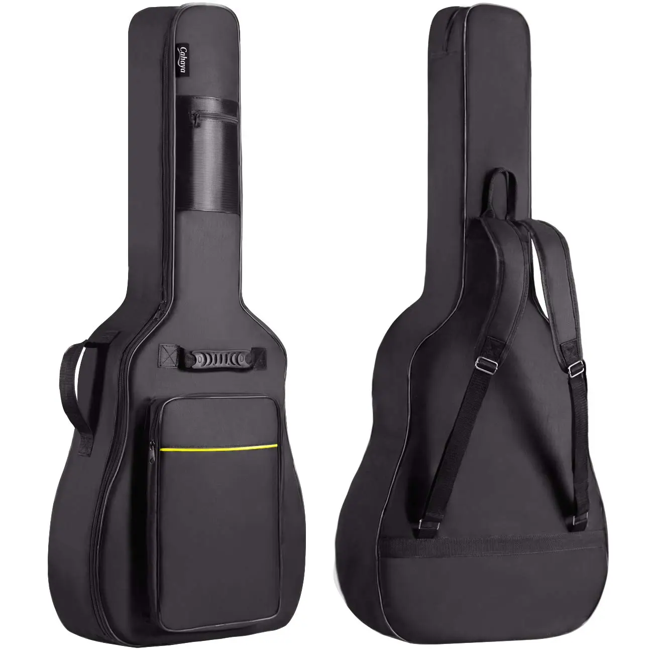 CAHAYA 41 Inch Acoustic Guitar Bag with Dual Adjustable Shoulder Straps, Back Hanger Loop, Water Resistant 0.35 Inch Padding, Black