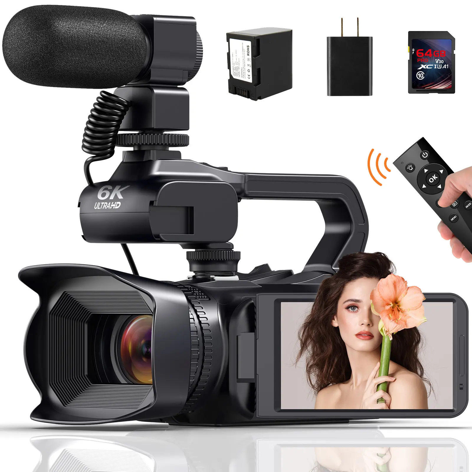 2026 New Year Video Camera come with 4 inch touch screen wireless remote control and 64G memory card apply for outdoorfun Camcorder Crystal  for  Mother's Day Gift