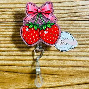 Strawberry Vine Bow Badge Reel
