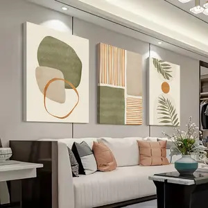 2D Frame 3pcs Set Bohemian Abstract Tropical Leaves Art Canvas Poster Decoration Mural Wall Decoration Suitable for Living Room, Home Decoration, Corridor Office Kitchen Bathroom Modern Art Decoration Painting Gift Hanging Print Ornaments Artistic Photo