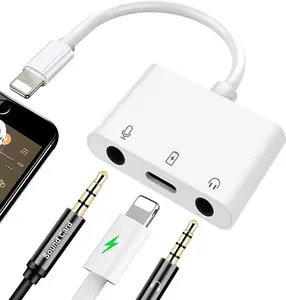 Microphone Adapter for Live-Streaming  to Microphone & 3.5mm Headphone Adapter with  Port  Audio & MIC Splitter Compatible for  14 13 12 11 X