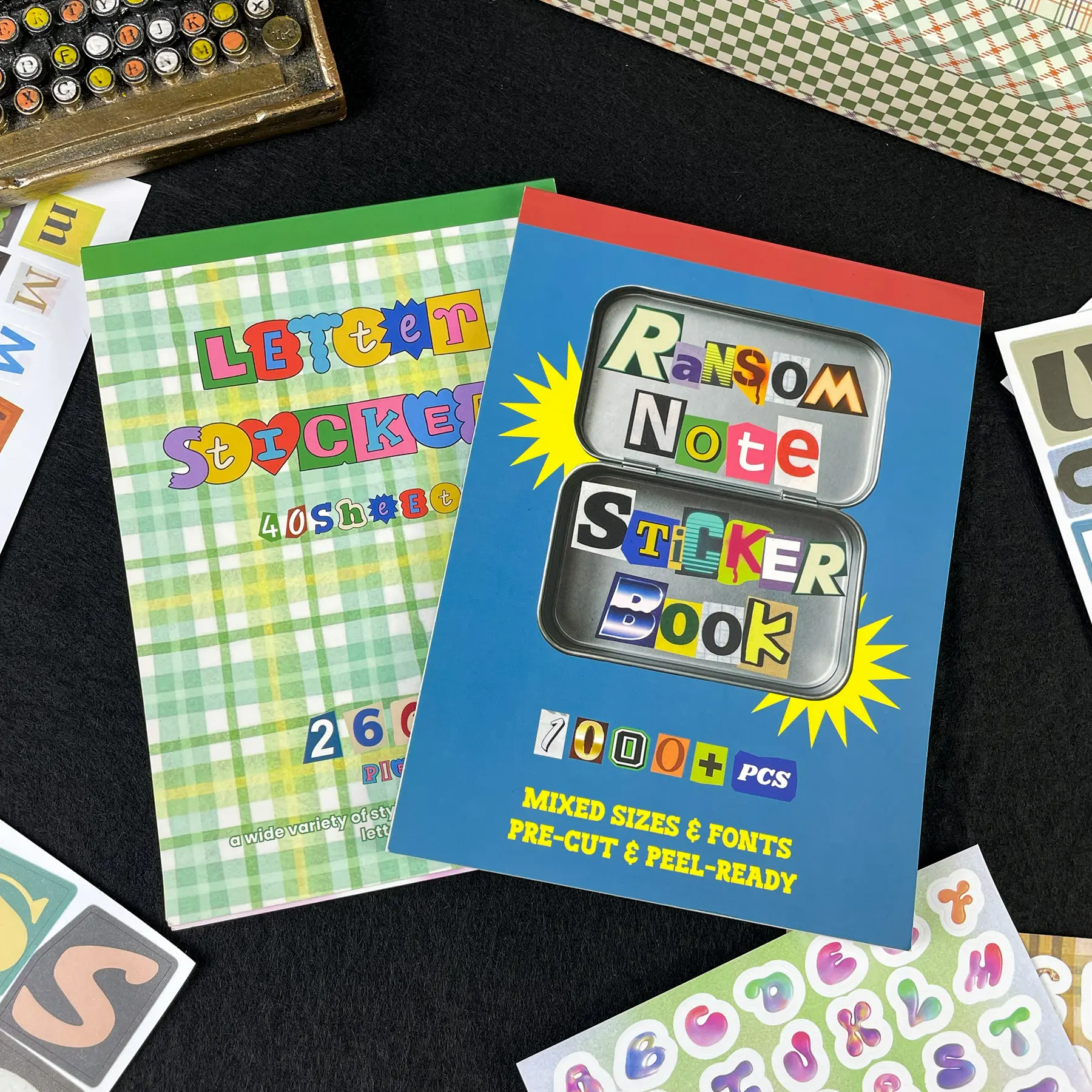 Ransom Letters Stickers Book with 1500+ Retro Cut-Outs Alphabet & Number Pieces for Scrapbooking, Journaling – Vintage New Year Holiday Gift