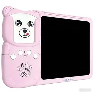 KidGenius Toddler Learning Tablet Devices - Pink Bear Design, Educational Electronic Toy with Sound, Portable LCD Drawing & Writing Pad for Kids 3-7, Birthday Gift