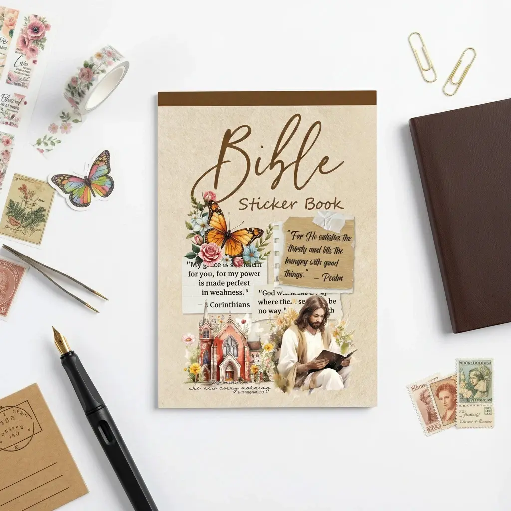 Jesus Themed Sticker Book – 353 PCS Christian Faith Cross Bible Phrase Stickers for Journaling, Scrapbooking, Planners & DIY Crafts,TikTokShopJumpstartSale Motivational Quotes Inspirational Designs