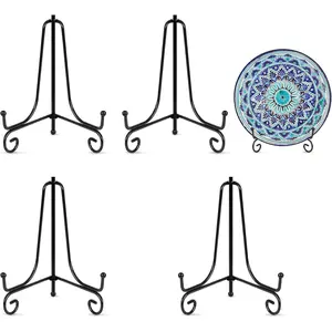 4 Pack Plate Stands For Display,Plate Holder 6 '',Picture Frame Stand of Metal,Frame and Artworks,Small Easel for Book,Tabletop Art,Picture,Photo Platter,b