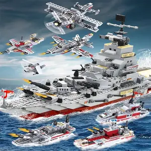 Navy War Chariot Ship Army Boat Plane Model Warships Building Blocks Compatible With Lego Construction Set for Boys Bricks Toys
