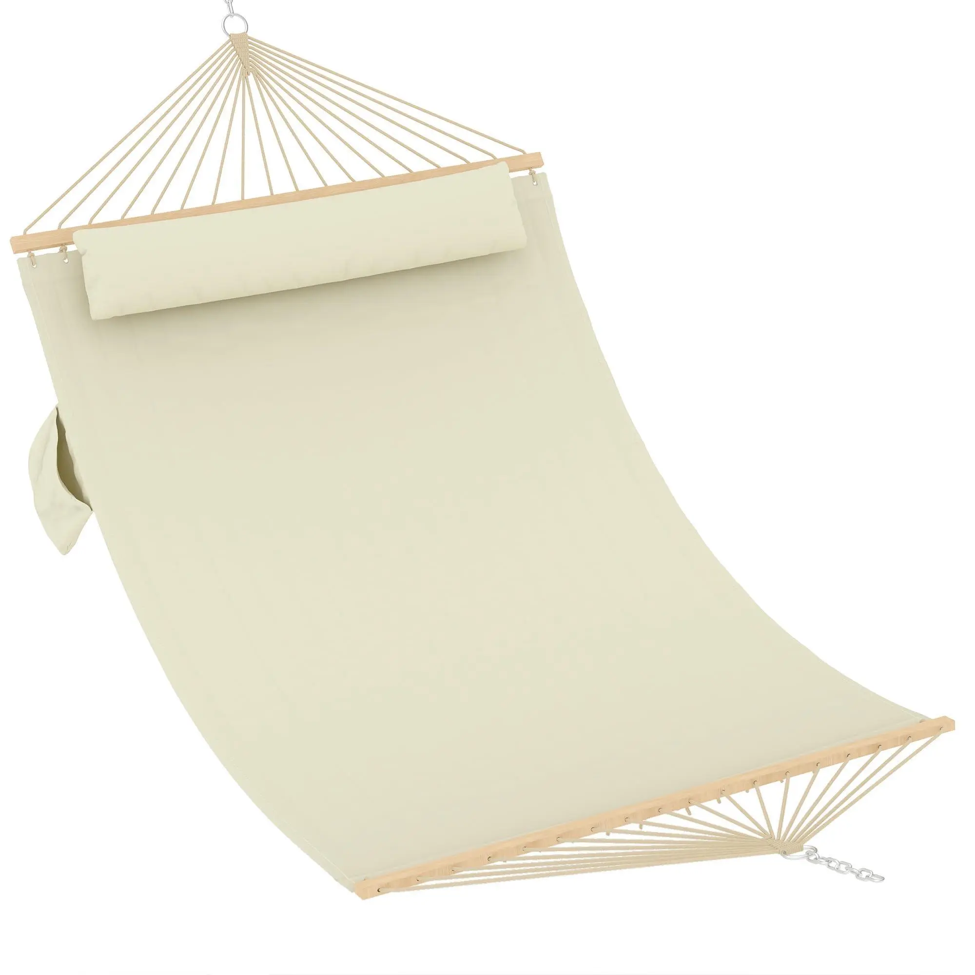 Hammocks 12 FT Double Quilted Fabric Hammock with Spreader Bar and Detachable Pillow, 2 Person Hammock for Outdoor Patio Backyard Poolside, 450lbs Weight Capacity