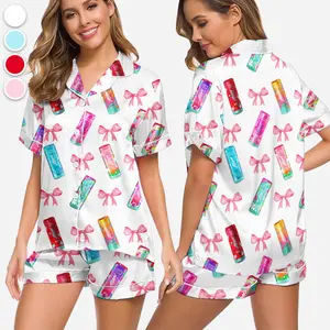 Alani Pajamas Set, Alani  Lover Satin Premium Pajama Set, Energy Drink Pjs, Gift For Her, Sleepwear, Loungewear, Night Wear