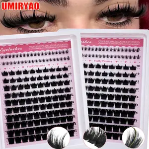 UMIRYAO Spikes+300D+lower eyelashes 3 IN 1 Lash Clusters Long 6-18mm Lash Spikes lower eyelashes D/DD136pcs Eyelash Clusters Volume Individual Lashes DIY Spiky Lash Extension Manga Cluster Eyelash Extensions Mink Strips Lashes Thick