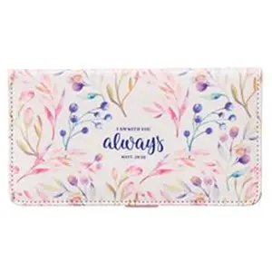 212 MAIN Imitation Leather Checkbook Cover - Christian Religious Gift with Bible Verses, "I Am with You Always" (Matt 28-20)
