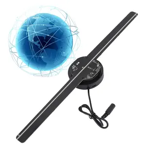 HoloSpinner 3D Hologram Fan, 16.5in WiFi 3D Hologram Projector Advertising Display With 224 LED Light Beads Holographic Video Projector for Business Store Signs, Bar, Casino, Party, Christmas Aluminum Audio Adapter Connection Android