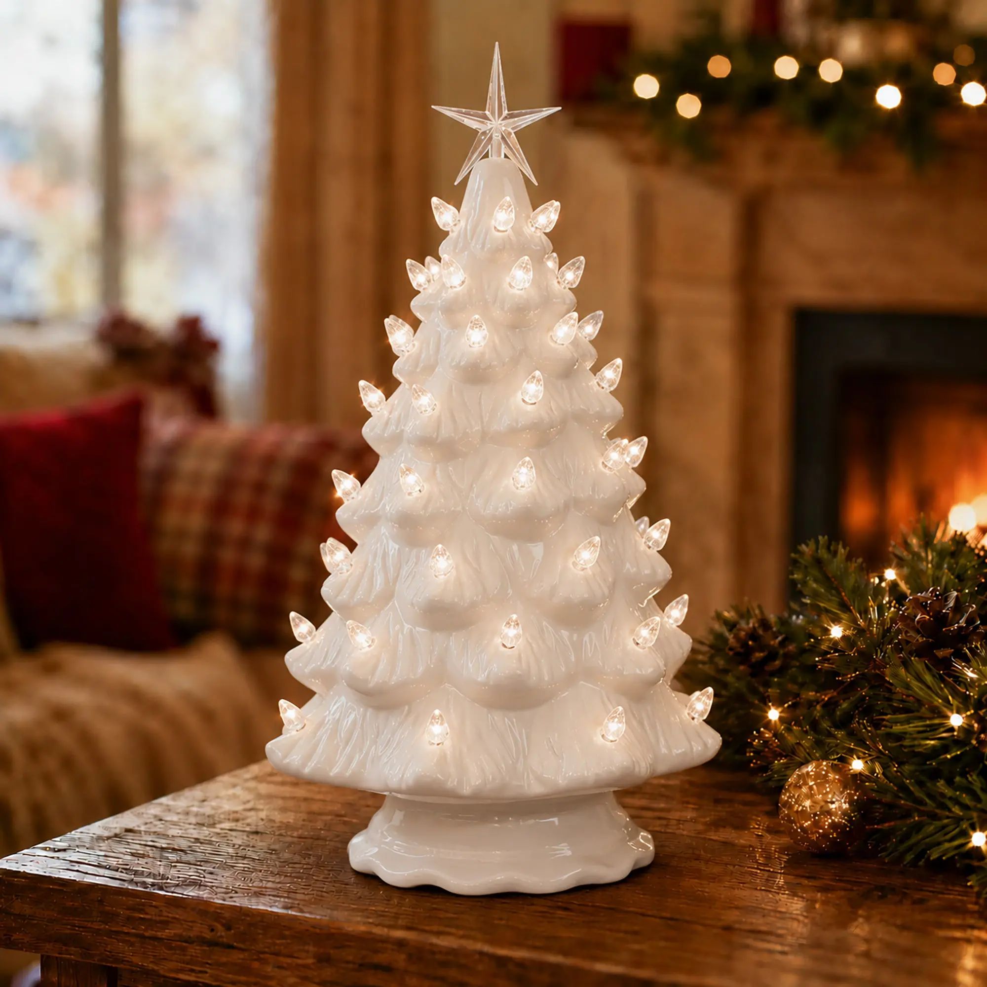 White Ceramic Christmas Tree - Large White Ceramic Christmas Tree - Large