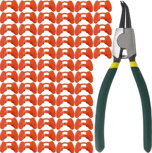 101PCS Pinless Peepers with Pliers Chicken Peepers Pheasant Poultry Blinders Spectacles Anti-Pecking Eye Glasses Pliers Tool for Pet Middle
