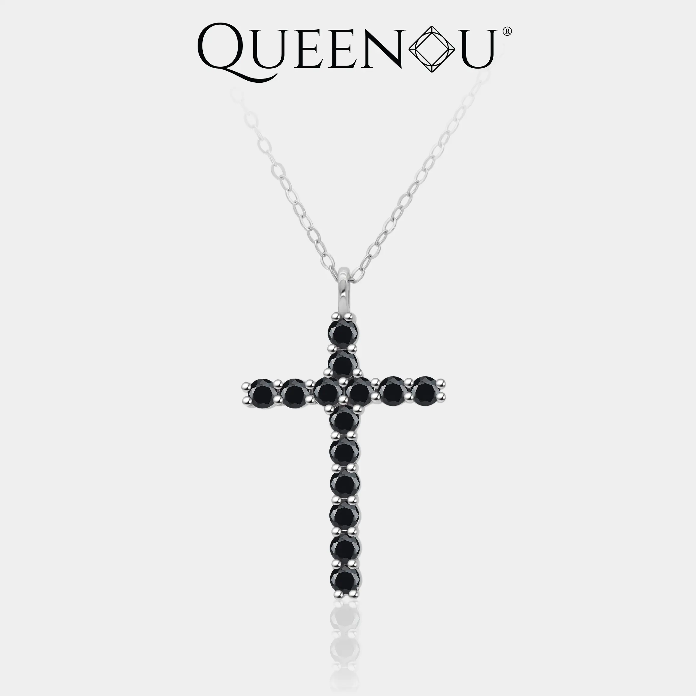 【231】December QUEENSDAY 925 Sterling Silver Cross Synthetic Moissanite Necklace