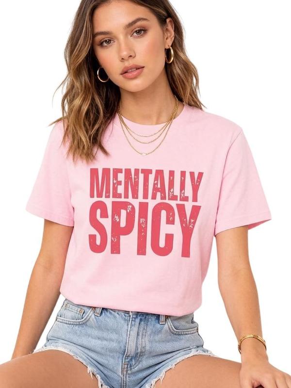Sohochic Women's Short Sleeve Classic Fitted Cropped Soft Cotton T-Shirt - Pull-On Casual Top, Lightweight Fabric, Crew Neck, Backless H-Type Fit, Heat Transfer Graphic, Machine Washable (Valentine's Day Essential)