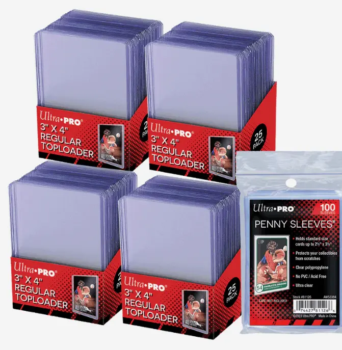 3" x 4" Clear Regular TOPLOADER Sleeves and PENNY SLEEVES Bundle (100ct)