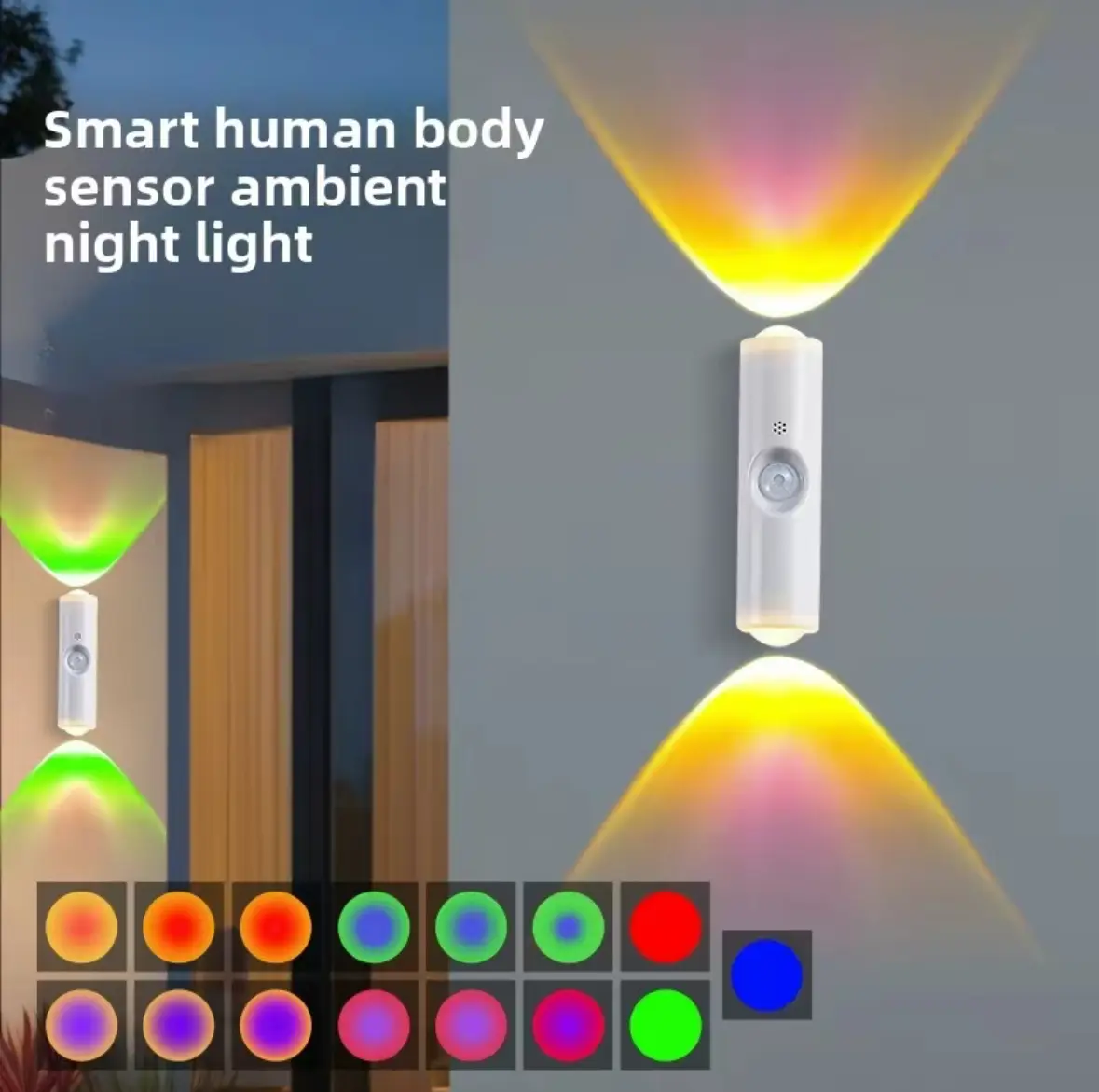 Rechargeable Motion Sensor Illuminated Night Light - 4-Level Dimmable RGB LED Decoration Lamp, Stick-On Magnetic Wall Light for Bedroom Home Improvement Needs