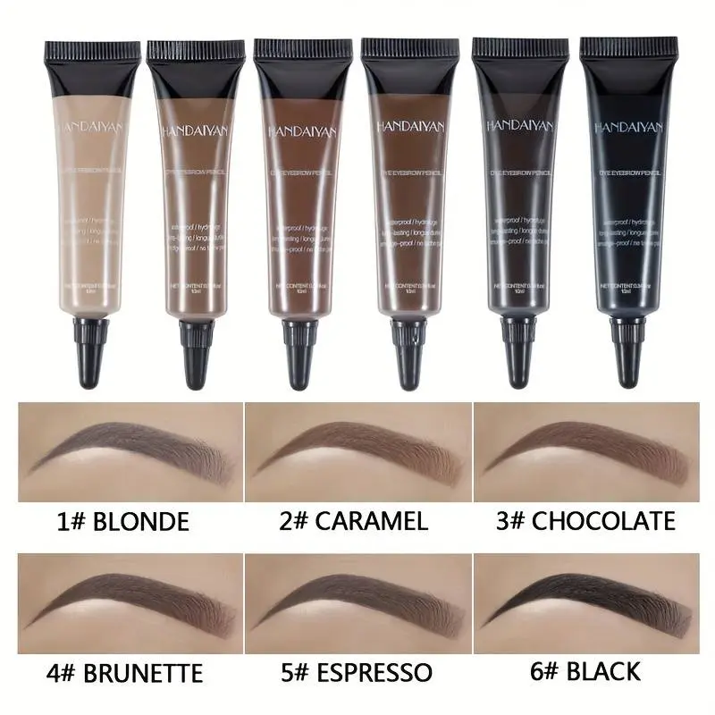 Eyebrow Dye Tint Waterproof Pour Eyebrow Gel Mascara Cream with Brush Kit 10ml
