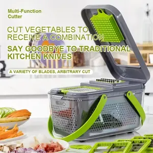 Large Dual Handle 22-In-1 Slicer, Manual Food Processor and Vegetable Chopper, Multi-Functional Slicer/dicer, Portable Kitchen Tool, Fruit Vegetable Slicer, Vegetable Cutting Slicer