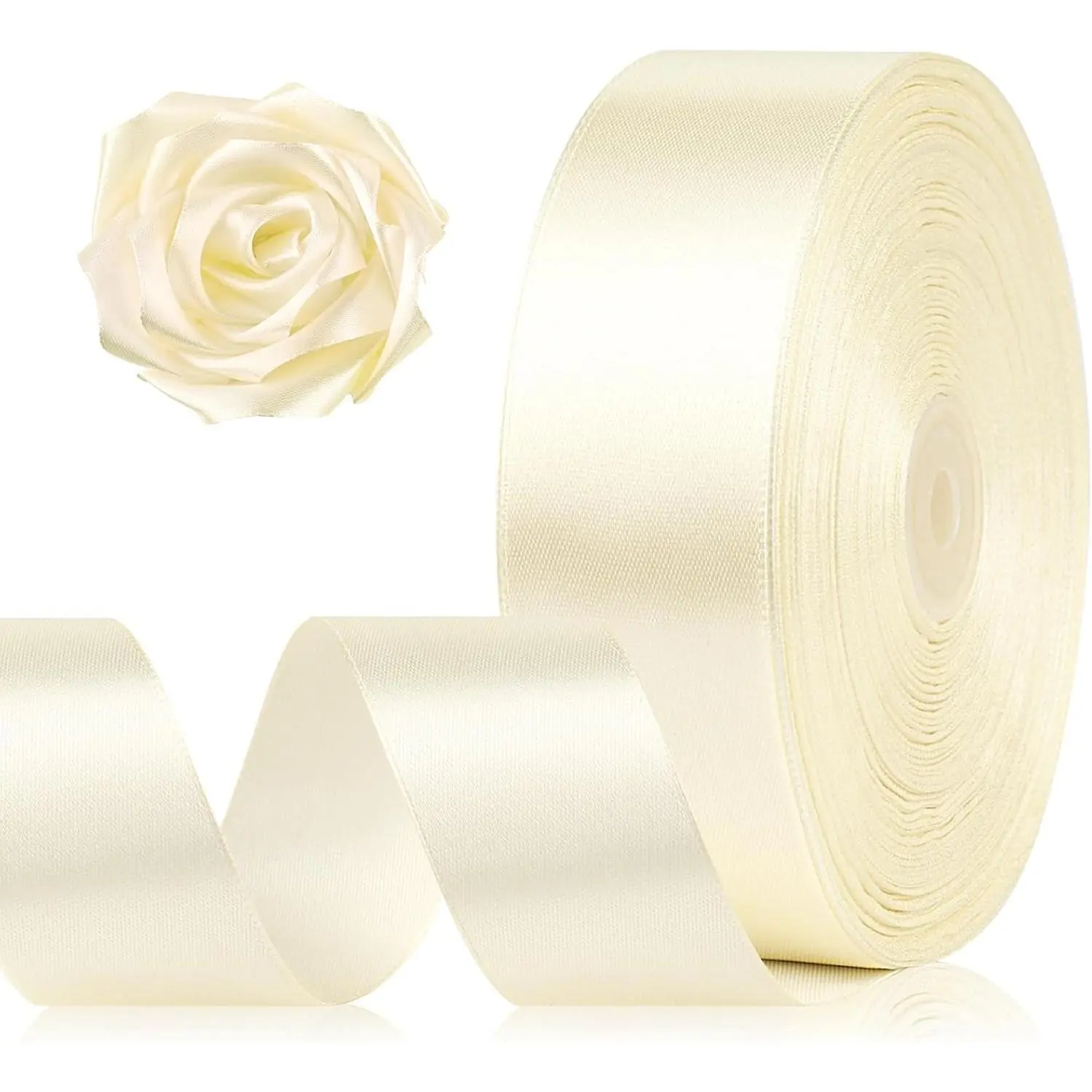 1-1/2 Inch 100 Yards  Satin Ribbon, Solid Fabric Ribbon Roll for Mother's Day Flower Bouquet,  Wrapping, Roses Making, Handmade Crafts