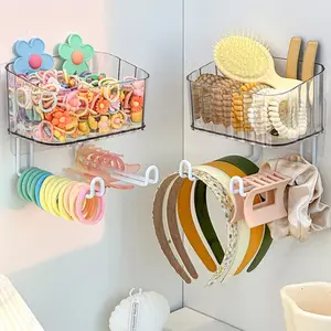 Wall-Mounted Hair Accessory Storage Box, Headband Clips Organizer, Girls' Hair Accessories Rack, No-Drill Dorm Bathroom Holder