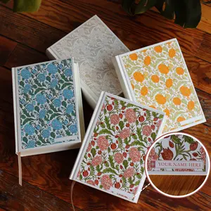 ESV Custom Journaling Bible® Floral Hardcover with Name Box Pink Blue Cream Marigold Personalized Bible with Nameplate Complete ESV Text Journaling Set