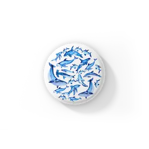 Whale and Shark Pin Back Button, Magnet, Keychain