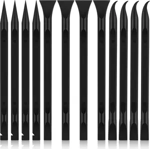 12 PCS Carbon Fiber Plastic Scrapers Tool, Non-Scratch Scraper Tool for Tight Spaces, Multi-Purpose Label Scraper Pen-Shaped, for Car Cleaning Supplies, Kitchen, Crevices, Stains (Black)