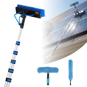 fathersdaygift  VEVOR Solar Panel Cleaning Kit, 33 ft, Water Fed Pole Kit with Cleaning Brush, Soap Dispenser, Extendable Aluminum Telescopic Pole, 180 Rotatable Brush Head, for Roof Mounted Solar Panels, Windows