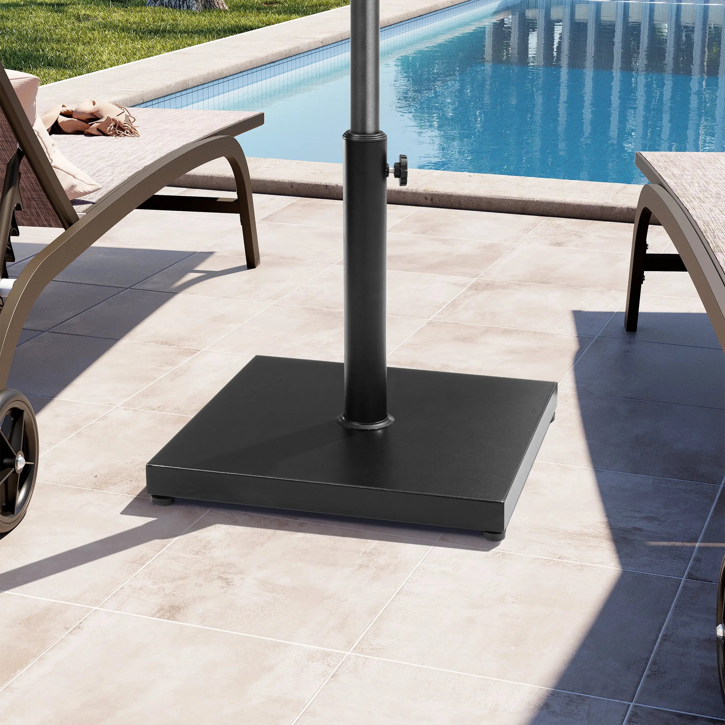 Crestlive Products 30/46lb Patio Umbrella Base Stand, Outdoor Square Concrete Stand Heavy Duty Market Umbrella Pole Holder, Black