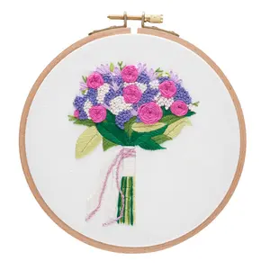 Embroidery kits for beginners,Flower Banquet Handmde Embroidery Kit , Include Embroidery Cloth Hoops Threads for Craft Love,gift,wall decoration