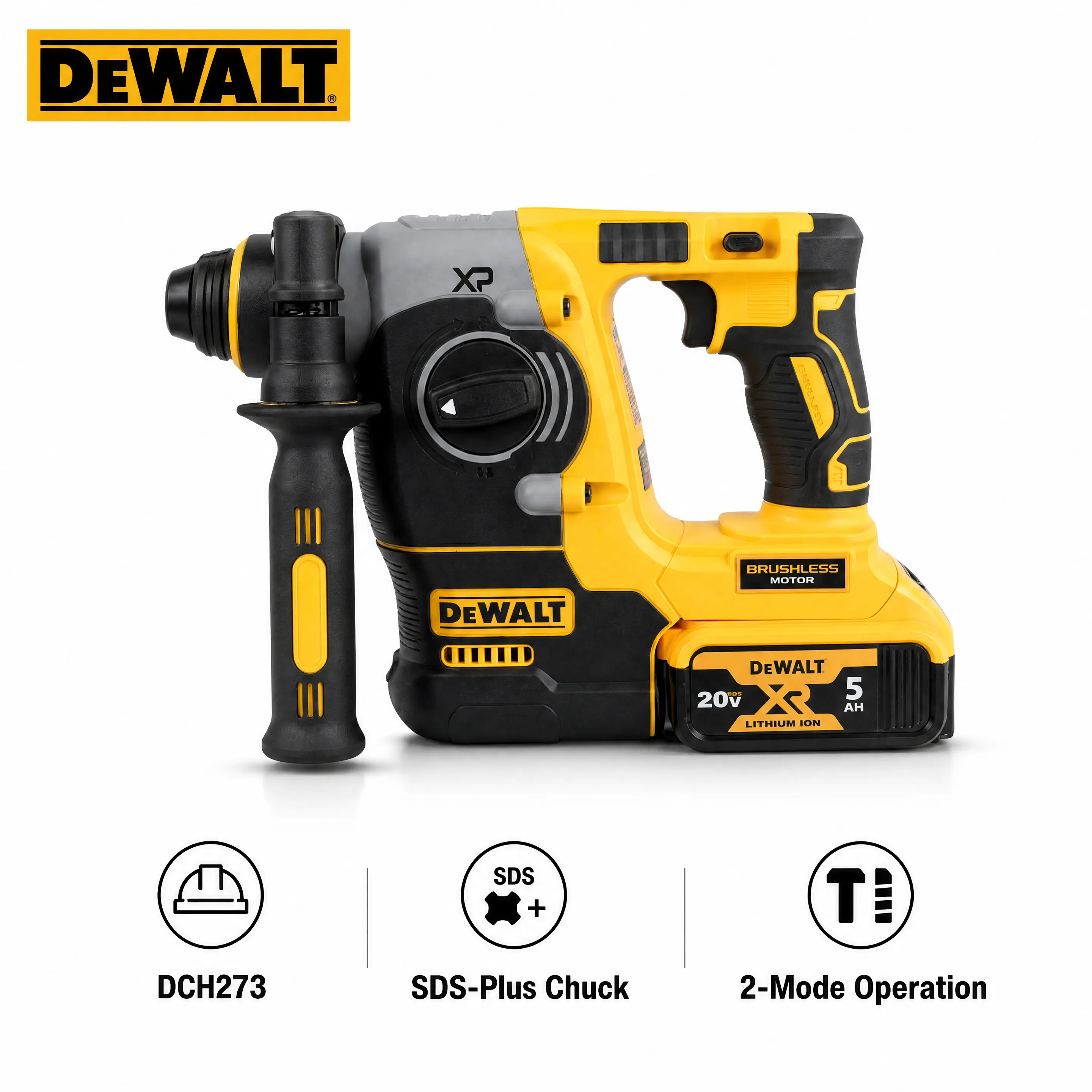 Cordless Rotary Hammer Compatible with DEWALT 20V MAX Battery, DCH273 Brushless Motor, SDS-Plus Chuck, 2 Working Modes, 2.1J Impact Energy, Anti-Vibration, Available In Only Tool & Charging Kit Masonry Tools constructiondiy worksite