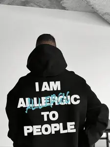 Men's Letter Print Fleece Hoodie, Casual Unisex Pullover for Fall & Winter, Thick Fabric, Outdoor Wear, Fitted Style, Casual Pullover Hoodies