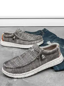 Men's Lightweight Casual Canvas Shoes, Casual Athletic Footwear, Breathable Patchwork Design, Low Top Eva Sole, Perfect for Work & Sports, Fall Season Footwear