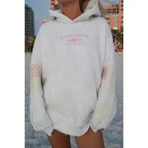Sunkissedcoconut Quilted Pastel Embroidered Hoodie