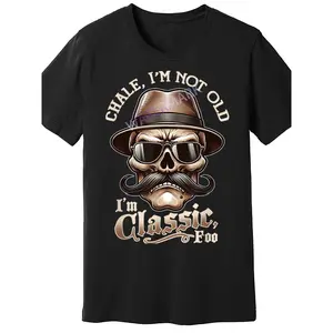 Men's "I'm Not Old, I'm Classic Foo" Graphic Tee Funny Cholo Chicano Lowrider Design, Black Cotton Short Sleeve T-Shirt, Casual Round Neck, Machine Washable,Allseason Apparel  Playful Design  Graphic Print Shirt