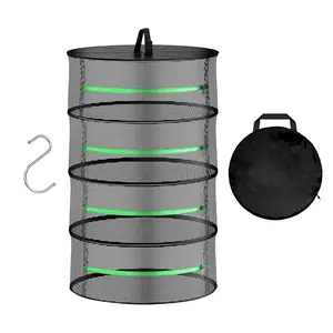 4-Tier Zippered Mesh Drying Rack with Hook, Foldable Hanging Dryer for Herbs, Flowers, Fruits, Vegetables, Laundry & Delicates, Multi-Use Collapsible Storage Basket