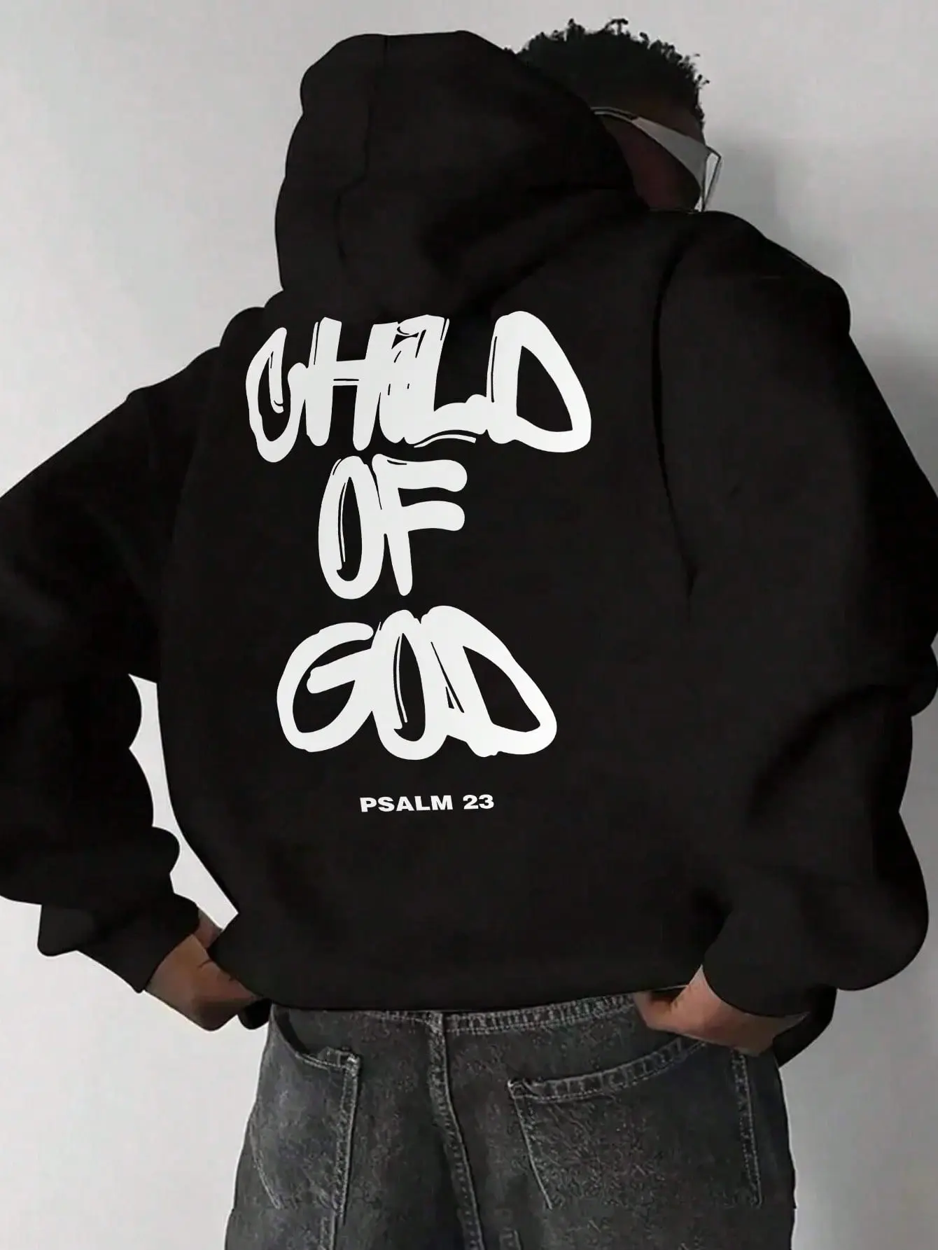 Child Of God Psalm 23 Hoodie, 270G Brushed Fleece Christian Hooded Sweatshirt, Religious Faith Back Print Pullover, Soft Warm Casual Streetwear For Men Women